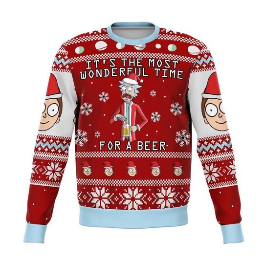Rick And Rickandmorty Ugly Christmas Sweater It's The Most Wonderful Time For A Beer - Image 9