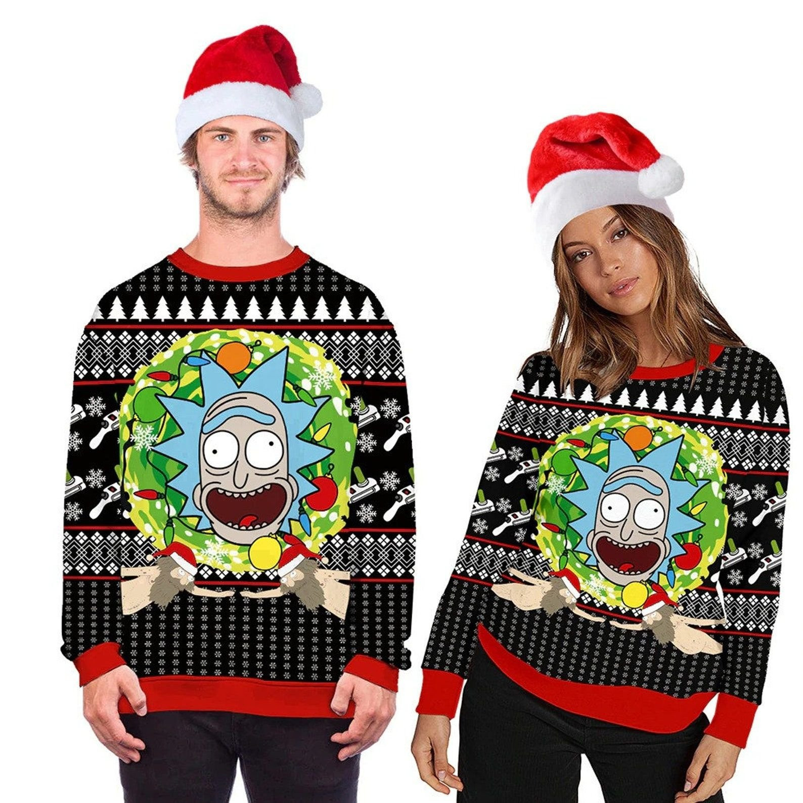 Rick Sanchez Funny Rick And Morty Ugly Christmas Sweater Adult 3D Funny Matching for family