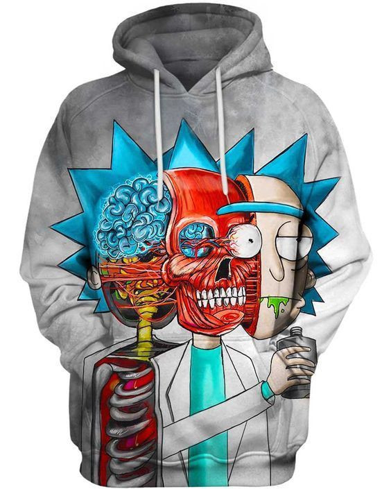 Rick Skull Rick And Morty 3D All Over Print Hoodie, Zip Hoodie