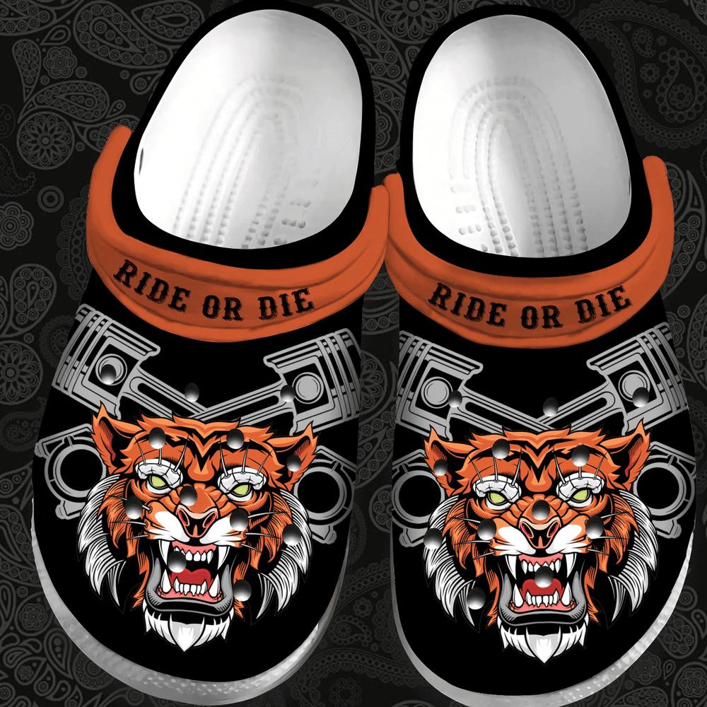 Ride Or Die Biker Tiger Gift For Lover Rubber clog Shoes Comfy Footwear