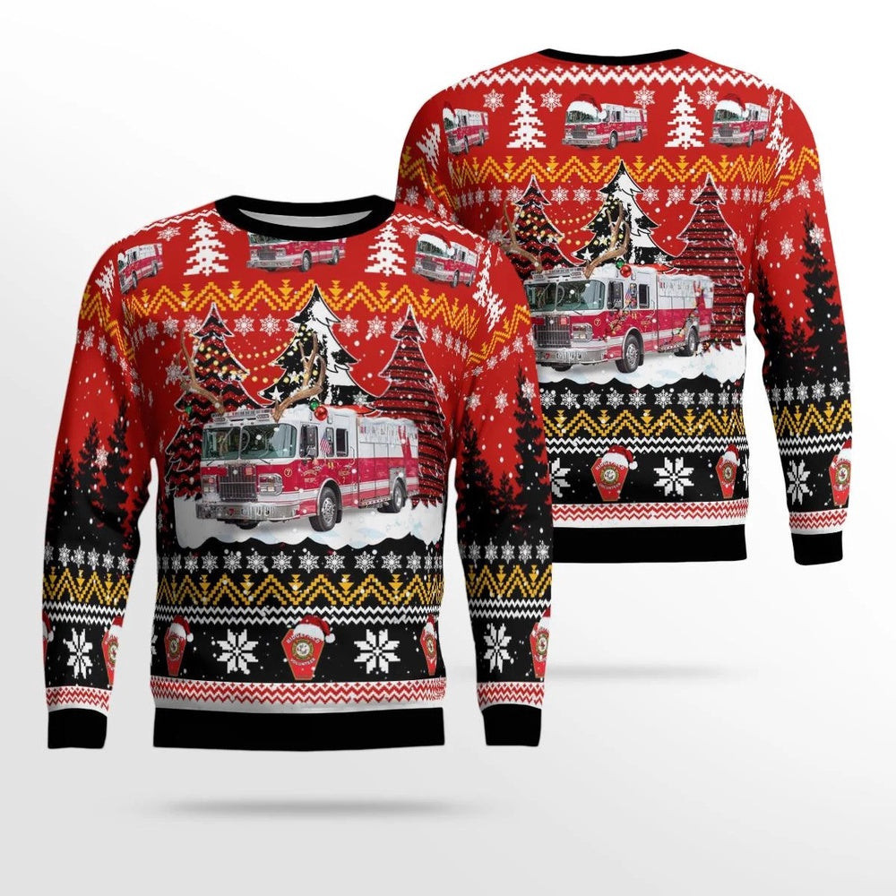 Ridgefield Volunteer Fire Department Ridgefield Connecticut Christmas AOP Ugly Sweater Unisex Christmas Gift