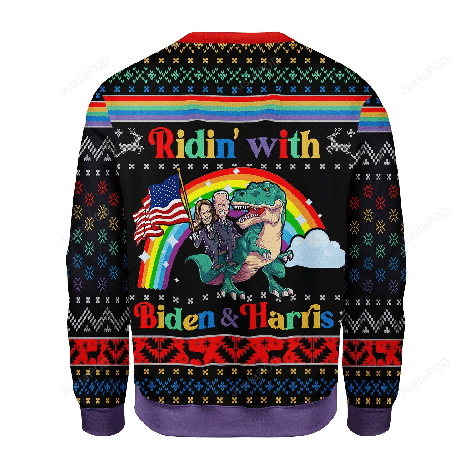 Ridin' With Biden And Harris Lgbt Ugly Christmas Sweater Adult 3D Funny Matching for family - Image 2