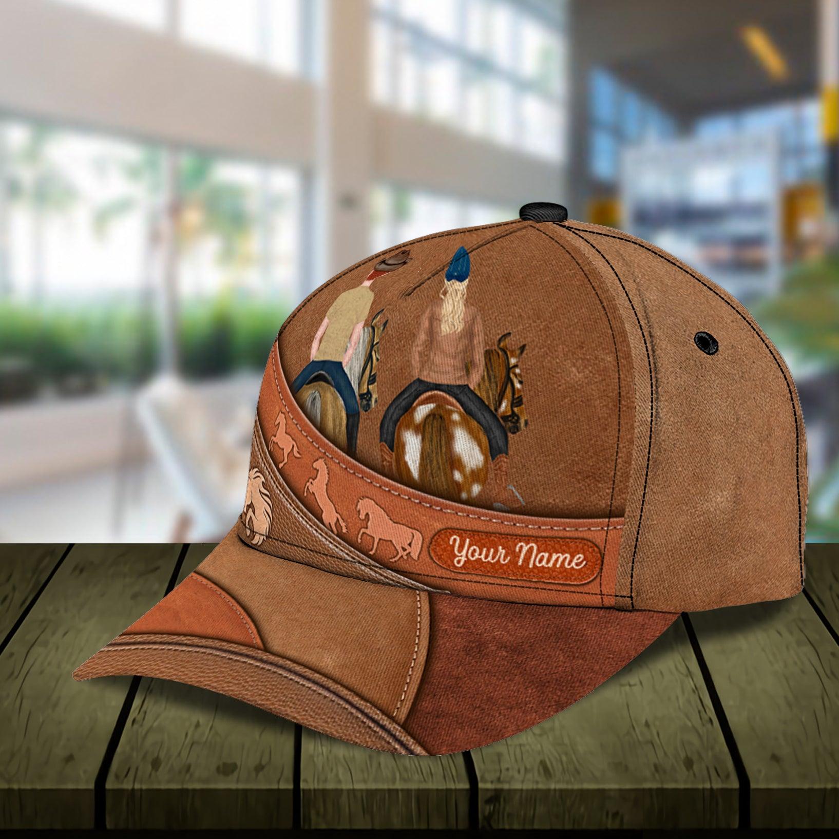 Riding Horse Personalized Classic Cap, Personalized Gift for Horse Lovers Trucker Hats Custom Hats Gifts For Men & Women