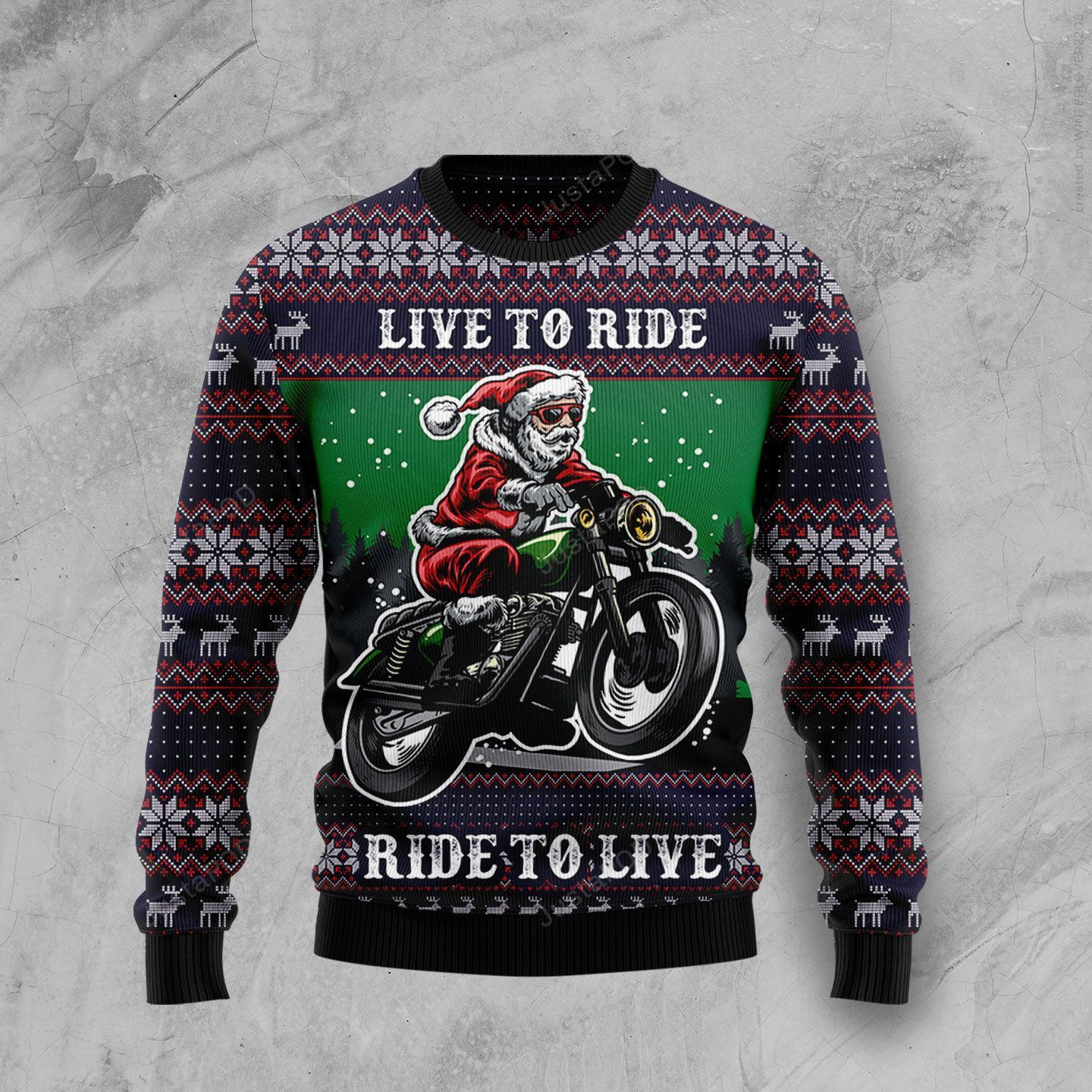 Riding Motor Ugly Christmas Sweater Adult 3D Funny Matching for family