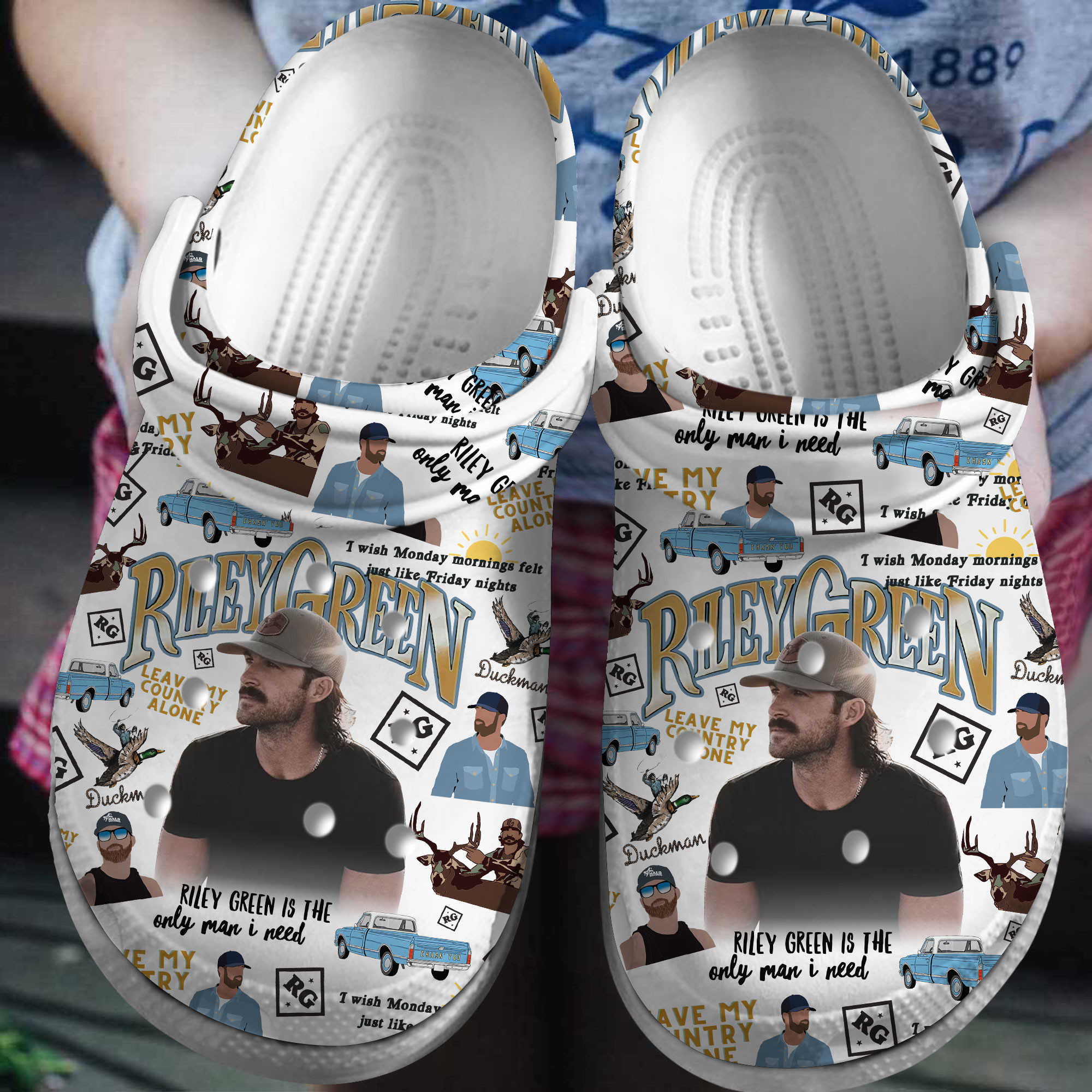 Riley Green Music Crocs Crocband Clogs Shoes Comfortable For Men Women and Kids