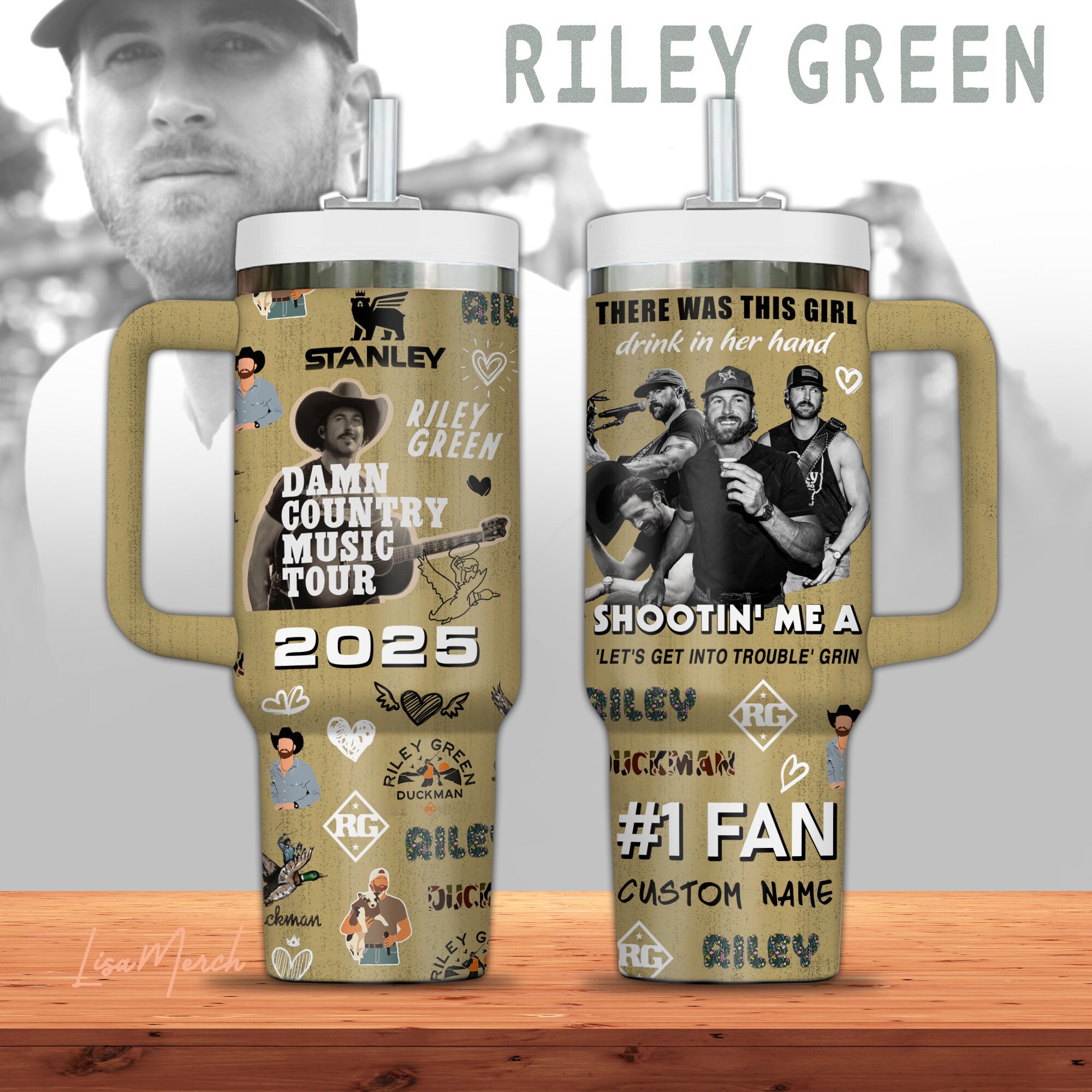 Riley Green Music Custom Stanley Cup 40 oz 30 oz Tumbler With HandleTVC2301279