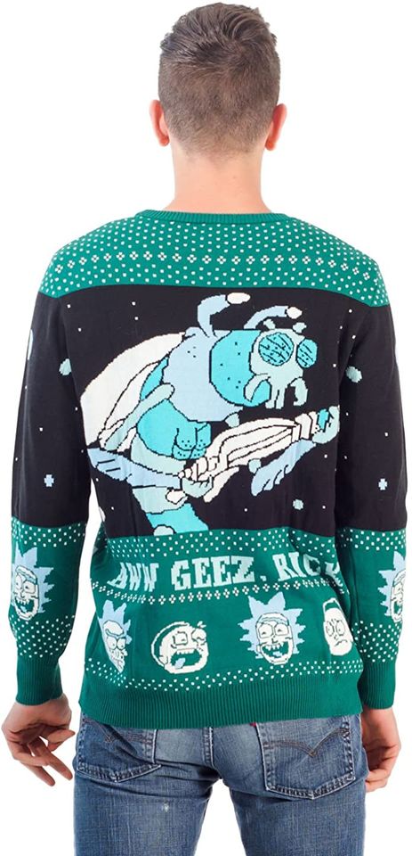 Ripple Junction Rick and Morty Alien Aww Geez Rick Sweater - Image 2