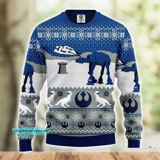 Robot Galaxy Movie Character Ugly Christmas Sweater, Spaceship Xmas Sweater - Image 6