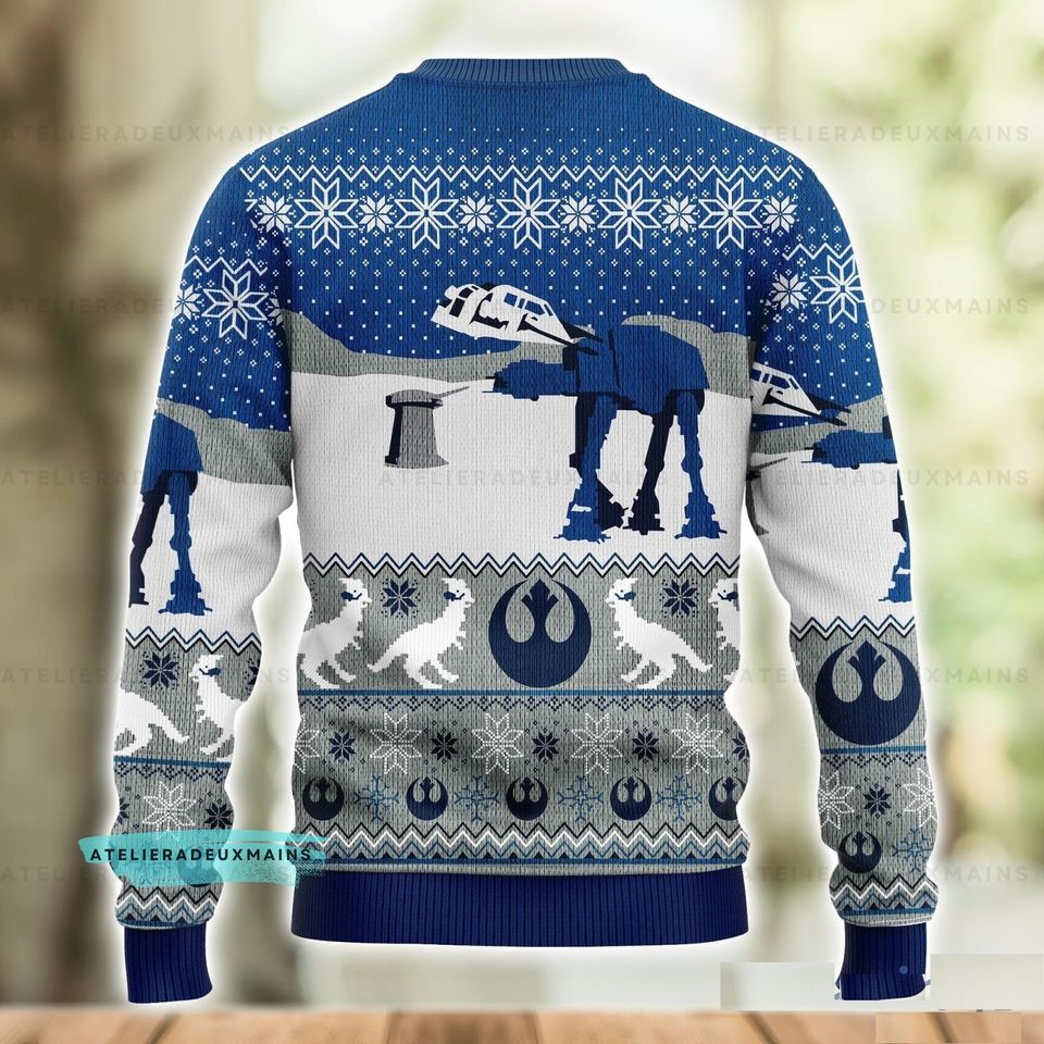Robot Galaxy Movie Character Ugly Christmas Sweater, Spaceship Xmas Sweater - Image 3