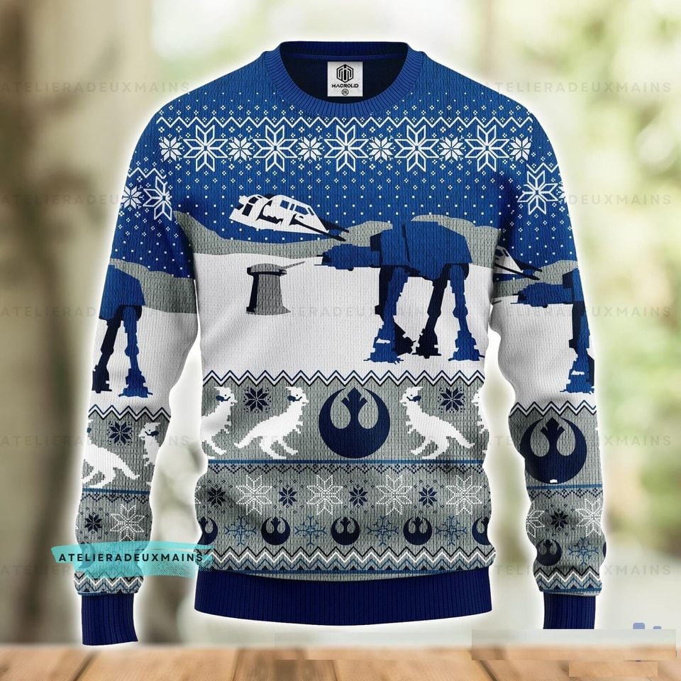 Robot Galaxy Movie Character Ugly Christmas Sweater, Spaceship Xmas Sweater - Image 2