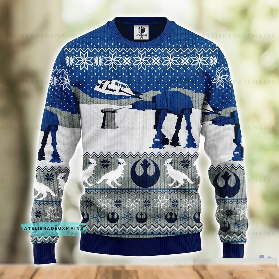 Robot Galaxy Movie Character Ugly Christmas Sweater, Spaceship Xmas Sweater