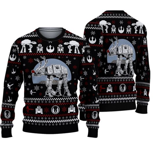 Robot Galaxy Movie Character Ugly Christmas Sweater, Spaceship Xmas Sweatshirt - Image 2