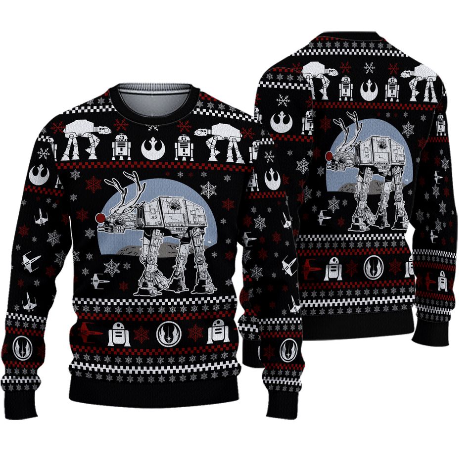 Robot Galaxy Movie Character Ugly Christmas Sweater, Spaceship Xmas Sweatshirt