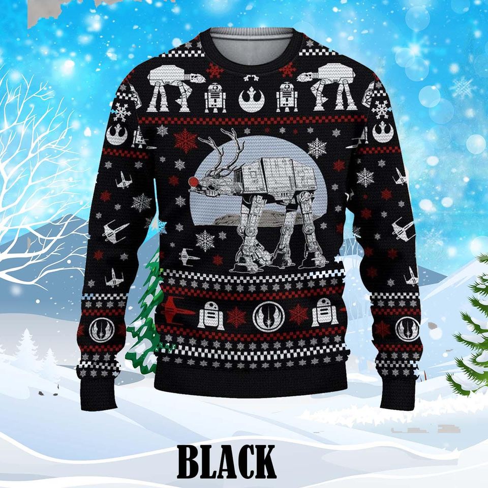 Robot Movie Character Ugly Christmas Sweater, Spaceship Xmas Sweater