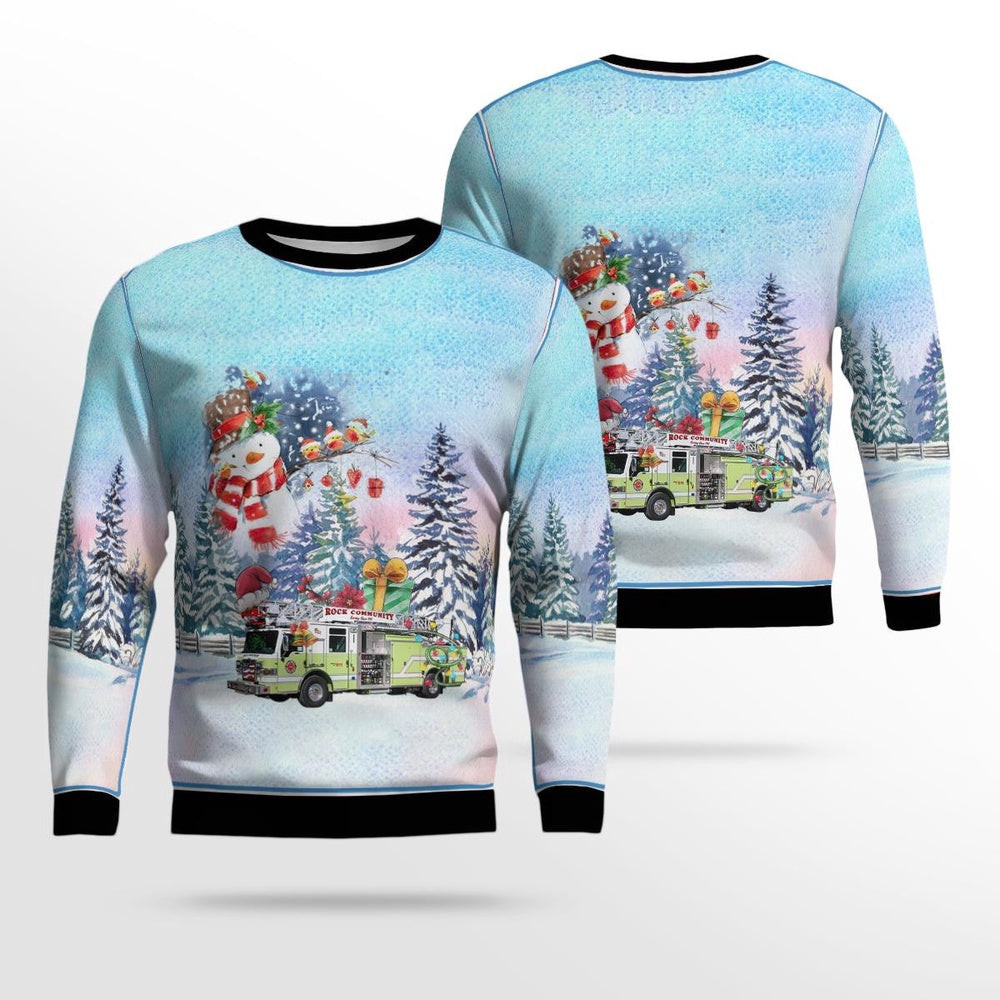 Rock Community Fire Protection District Arnold Missouri Christmas AOP Ugly Sweater Unisex Christmas Gift