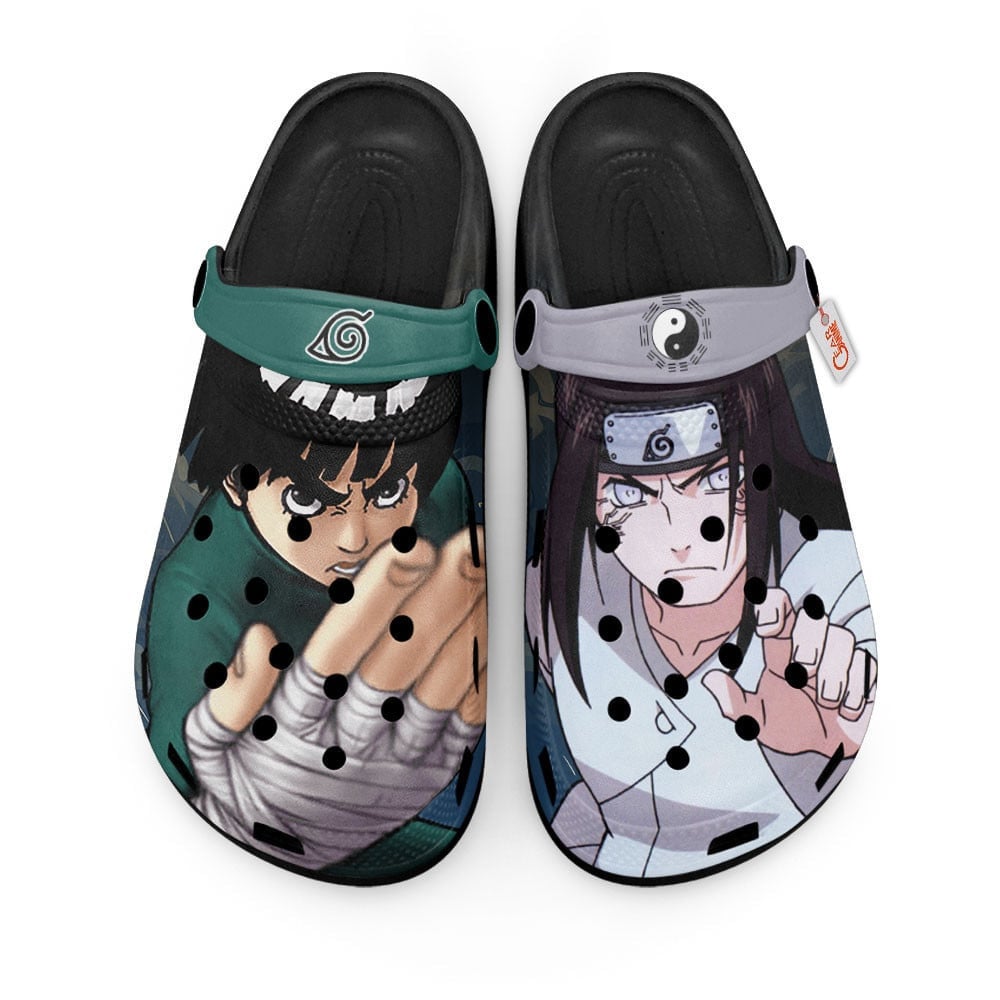Rock Lee and Neji Hyuga Naruto Shippuden Anime Crocs Crocband Clogs Shoes Comfortable For Men Women and Kids