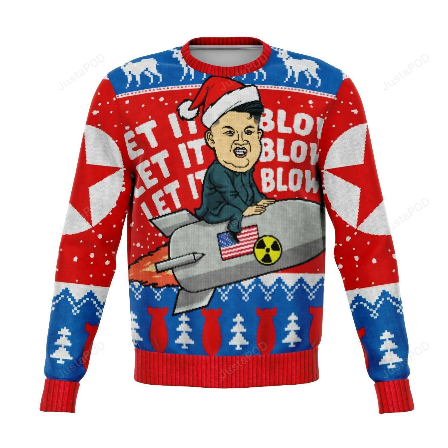 Rocket Christmas Let It Blow Ugly Christmas Sweater Adult 3D Funny Matching for family