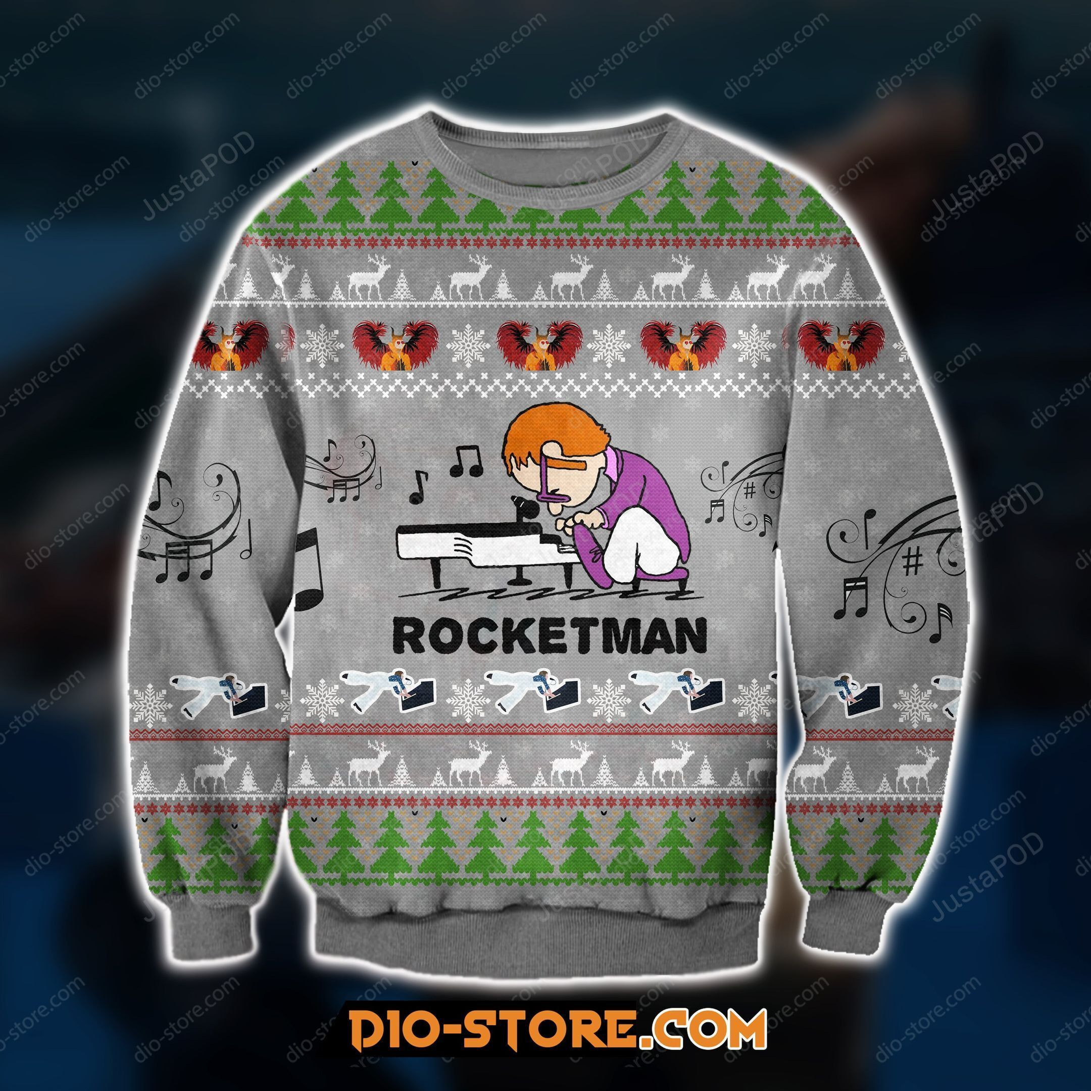 Rocket Man 3D Print Knitting Pattern Ugly Christmas Sweater Adult 3D Funny Matching for family