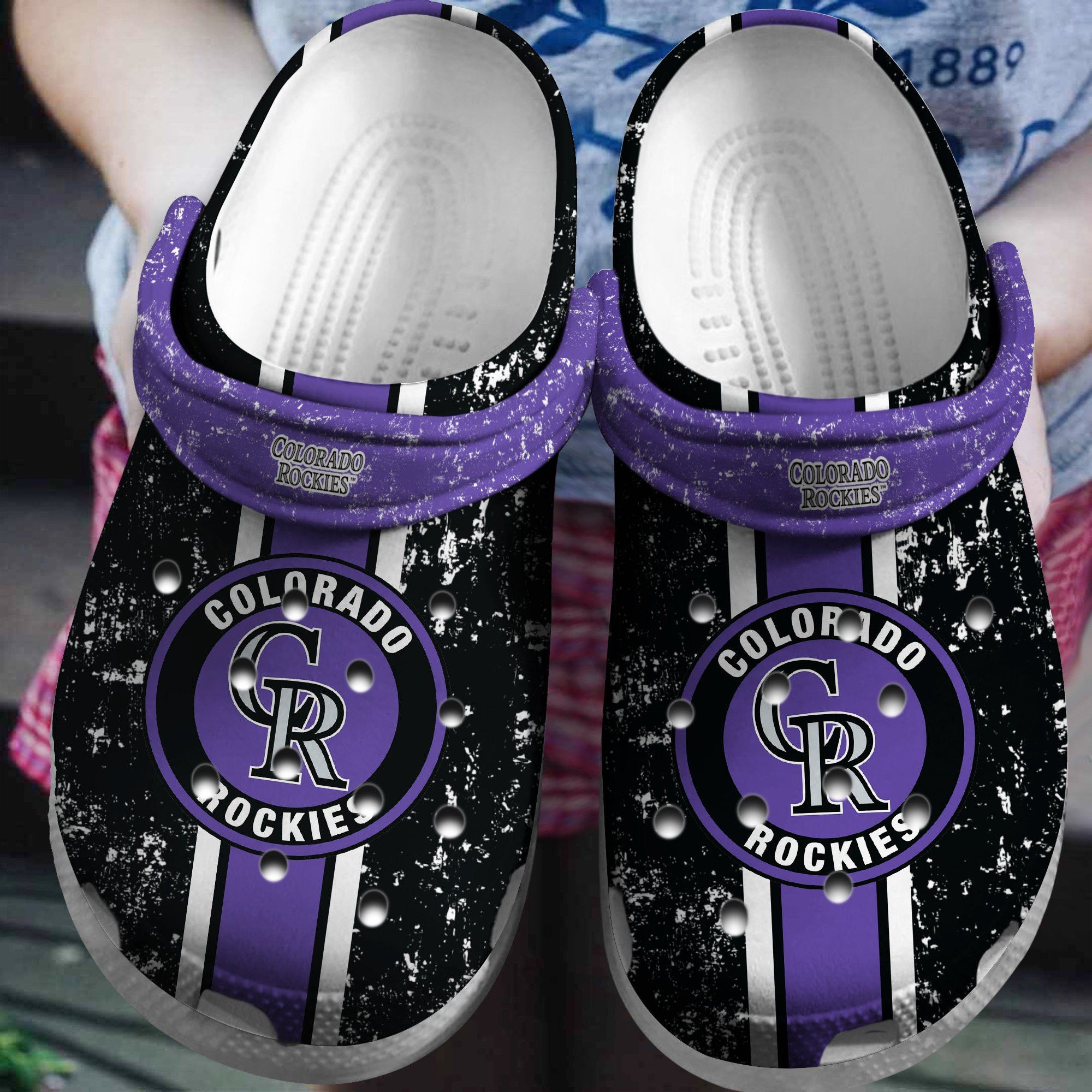 Rockies Purple-Black Clog Shoesshoes Custom Name