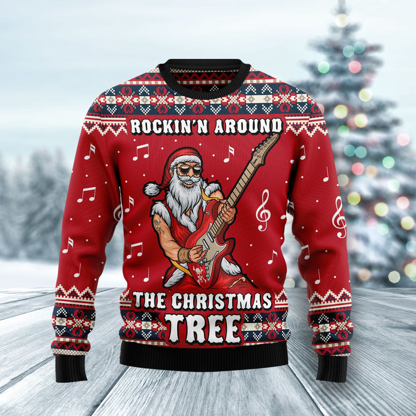 Rockin Around The Christmas Tree Ugly Christmas Sweater Adult 3D Funny Matching for family