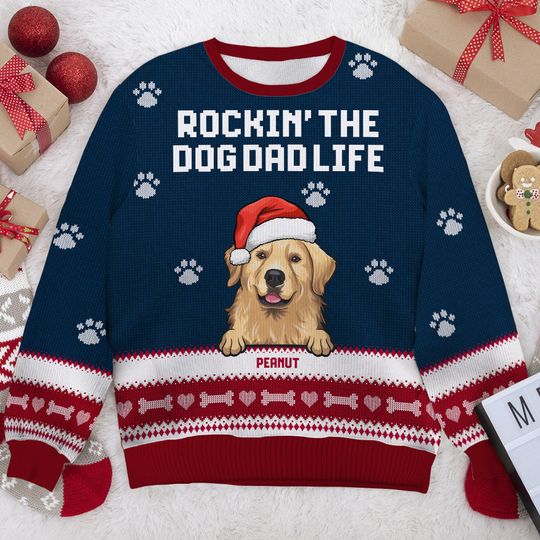 Rockin' The Dog Mom Life - Personalized Custom Ugly Christmas Sweatshirt, Pet Lovers, Christmas Gift - Image 7