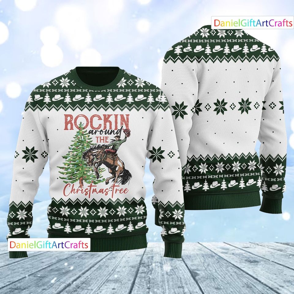 Rocking Around Christmas Tree Cowboy Christmas Sweater