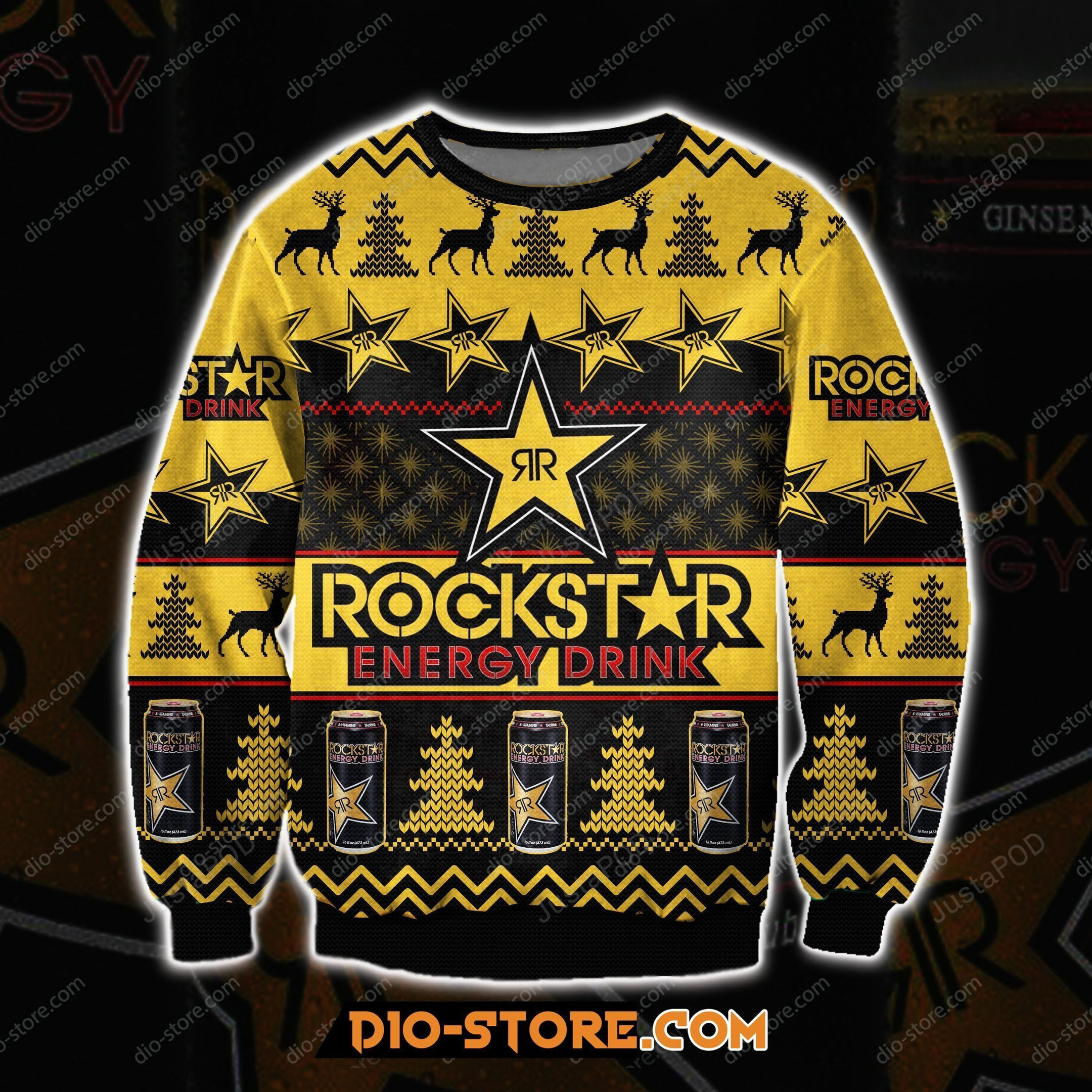 Rockstar Energy Drink 3D All Over Print Ugly Christmas Sweater Adult 3D Funny Matching for family