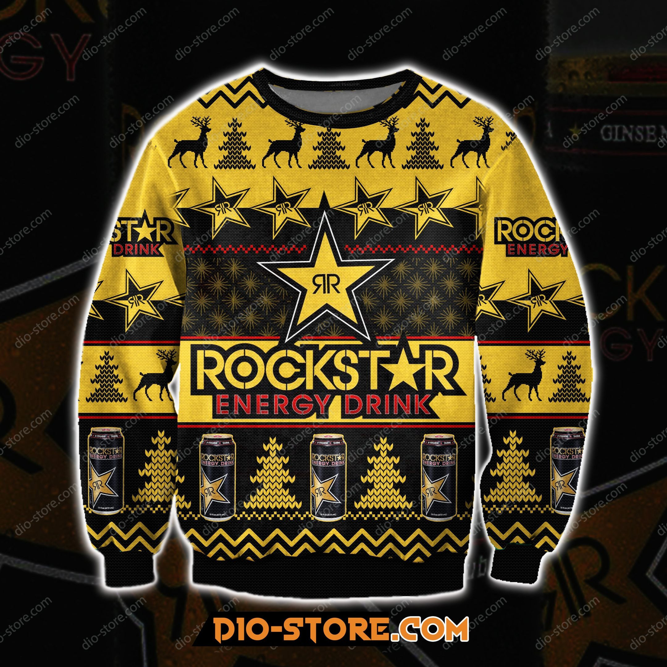 Rockstar Energy Drink Ugly Christmas Sweater Adult 3D Funny Matching for family