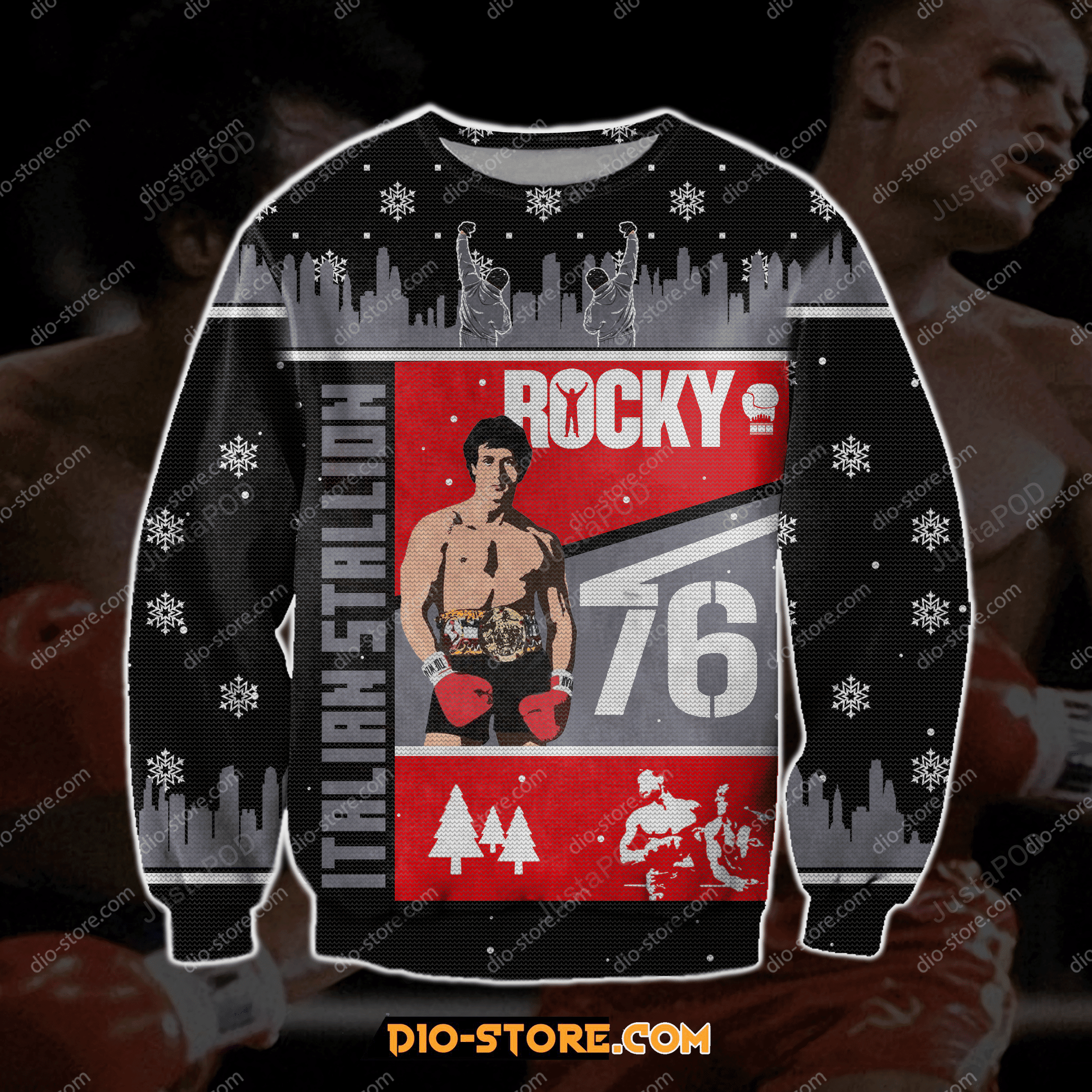Rocky Balboa Ugly Christmas Sweater Adult 3D Funny Matching for family