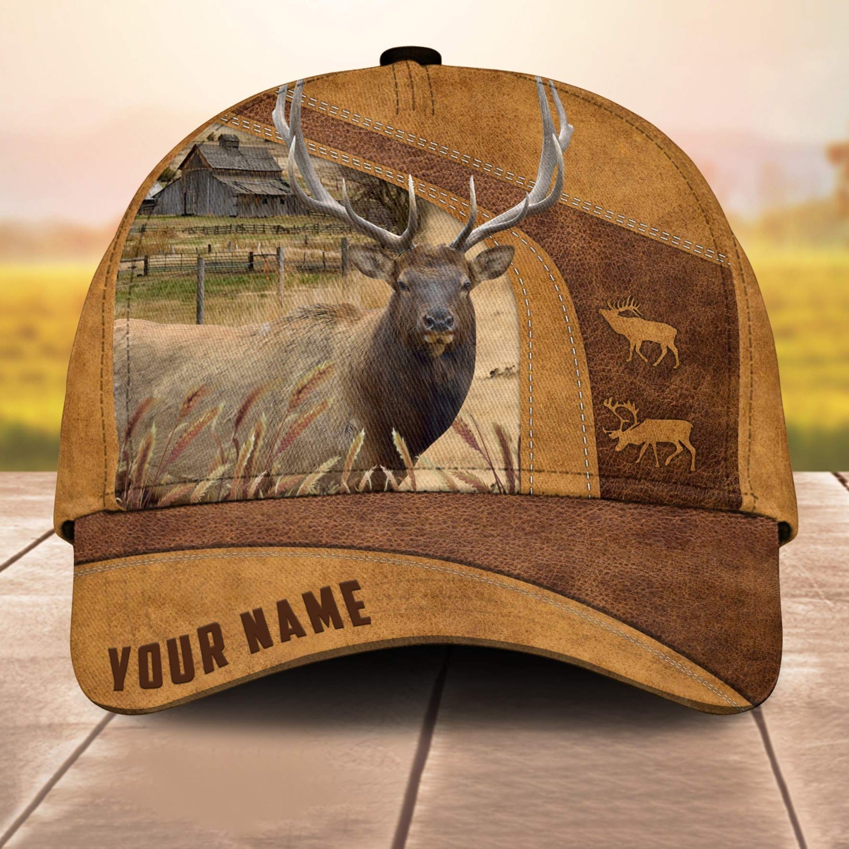 Rocky Mountain Bull Elk Custom Name Retro 3D Cap 3D All Over Print Baseball Cap, Cap For Farm Lovers, Animal Cap, Leather Pattern Cap Trucker Hats Custom Hats Gifts For Men & Women