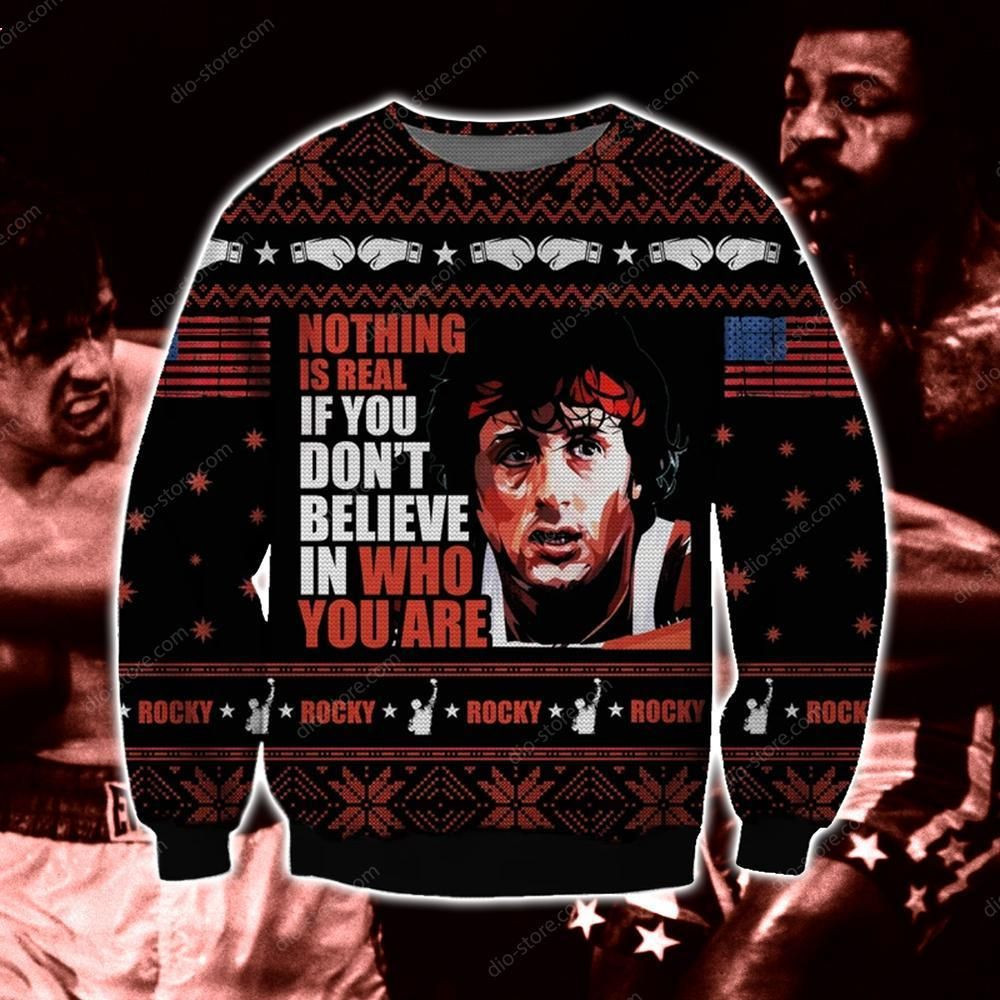 Rocky Ugly Christmas Sweater Adult 3D Funny Matching for family