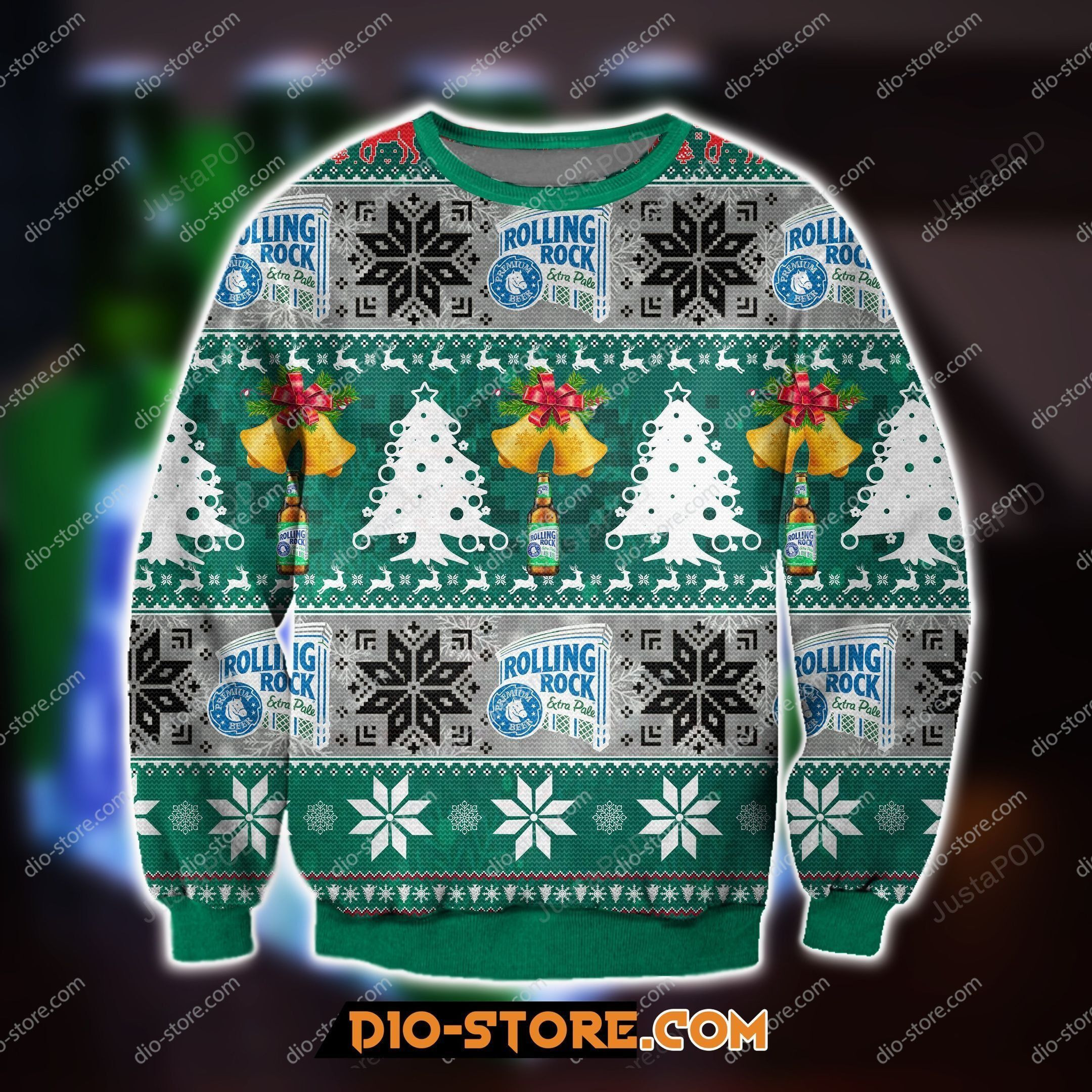 Rolling Rock Knitting Pattern Ugly Christmas Sweater Adult 3D Funny Matching for family
