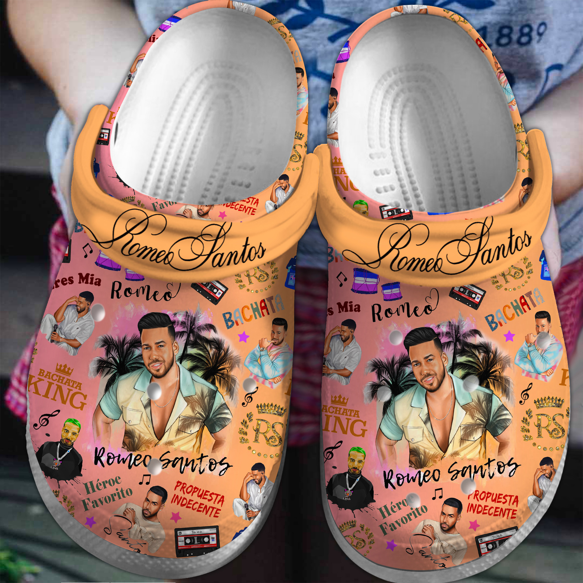 Romeo Santos Music Crocs Crocband Clogs Shoes Comfortable For Men Women and Kids
