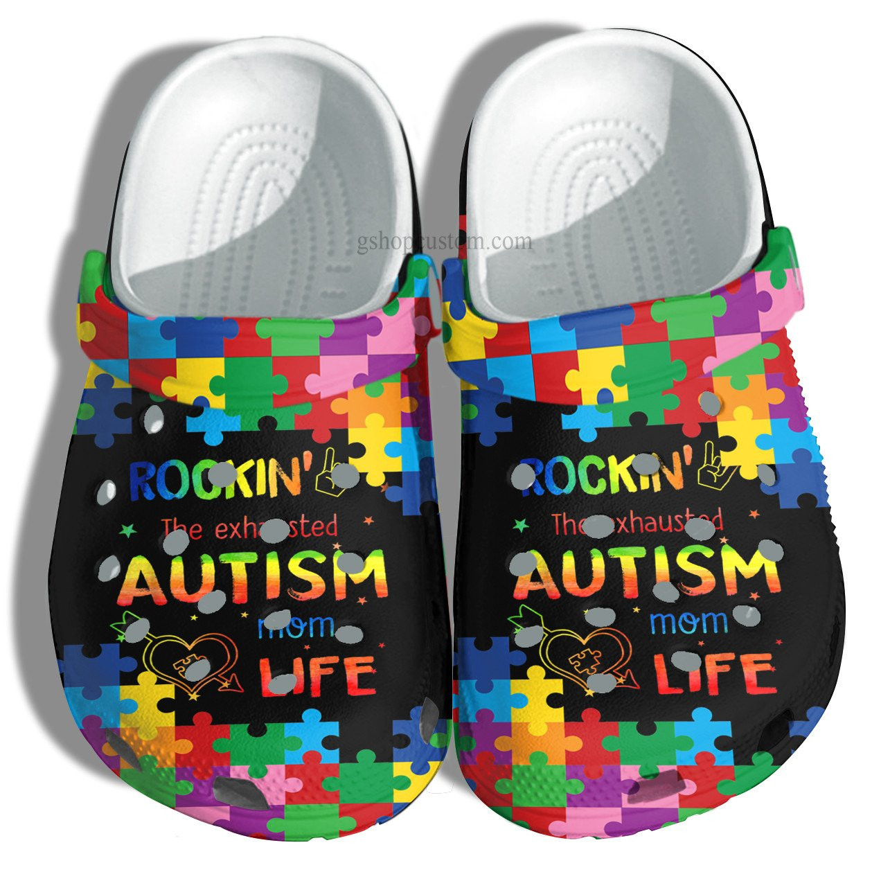 Rookin Autism Mom Life Shoes Gift Women - Autism Awareness Mom Shoes Croc Clogs Gift Mother Day