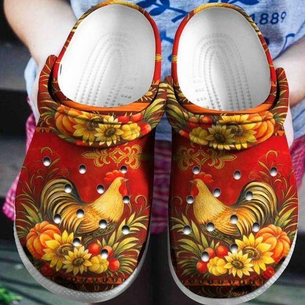 Rooster Flower Personalized 7 Gift For Lover Rubber clog Shoes Comfy Footwear