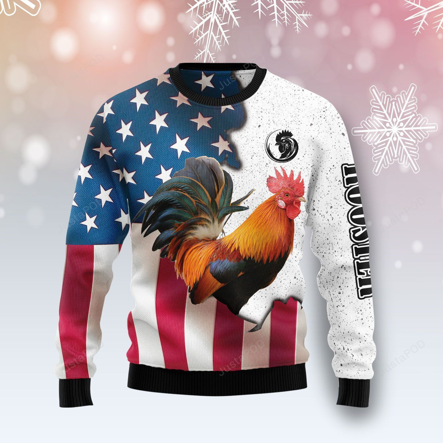 Rooster Usa Ugly Christmas Sweater Adult 3D Funny Matching for family