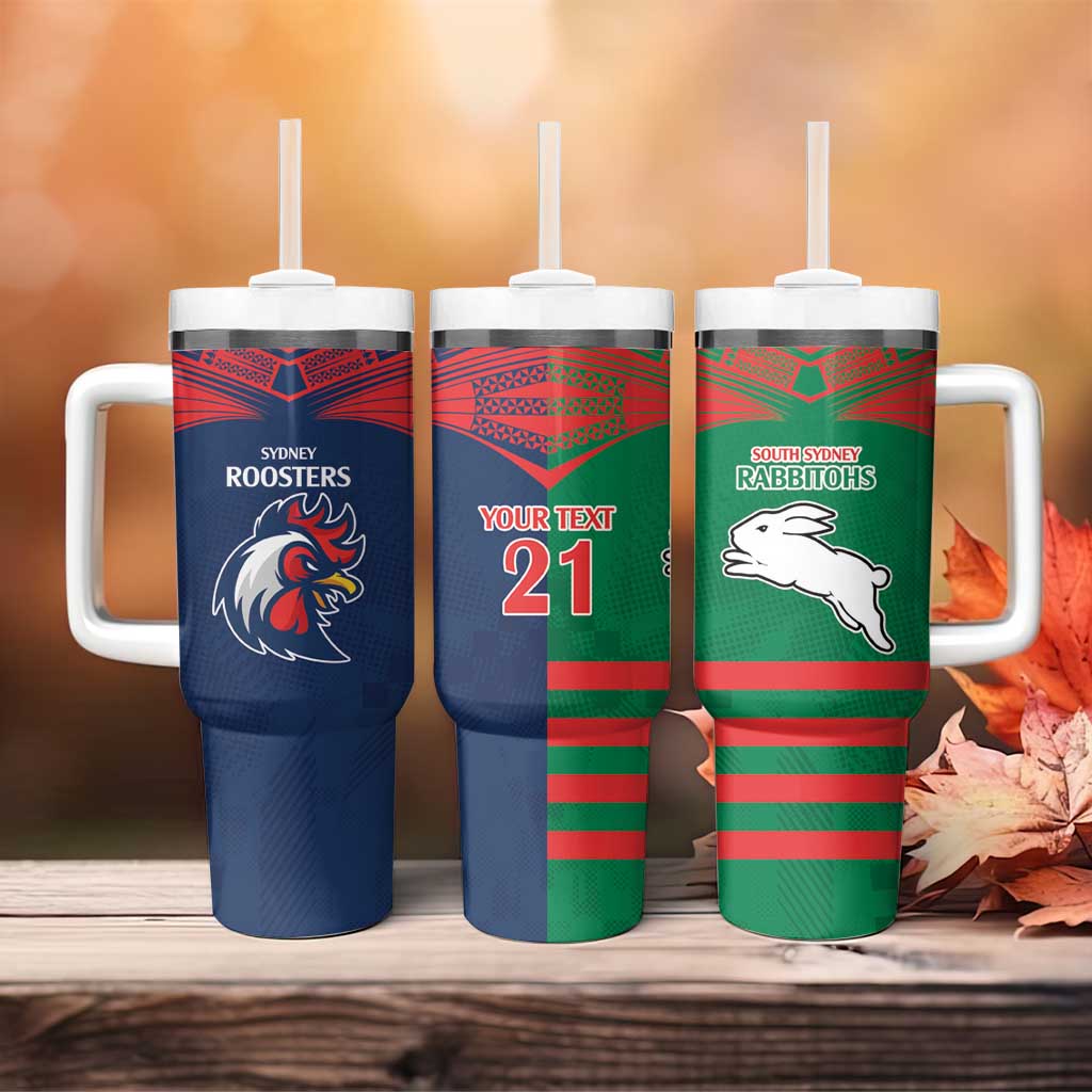 Roosters-Rabbitohs NRL Tribal Half Style Custom Stanley Cup 40 oz 30 oz Tumbler With HandleTVC2301322