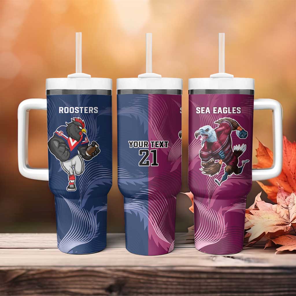 Roosters-Sea Eagles Rugby Half Grunge Style Custom Stanley Cup 40 oz 30 oz Tumbler With HandleTVC2301321