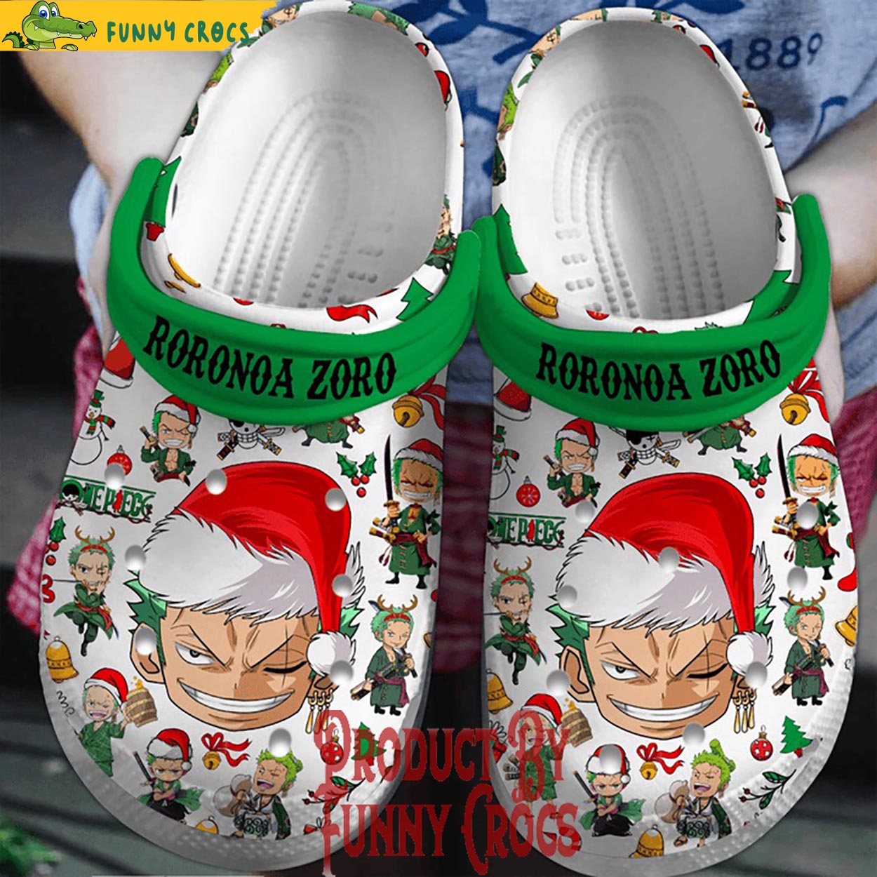 Roronoa Zoro One Piece Anime Christmas Crocs Crocband Clogs Shoes Comfortable For Men Women and Kids