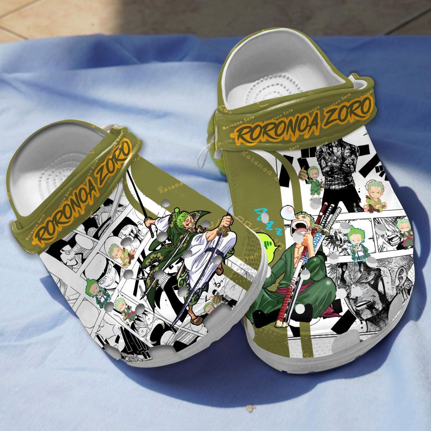 Roronoa Zoro One Piece Anime Crocs Crocband Clogs Shoes Comfortable For Men Women and Kids