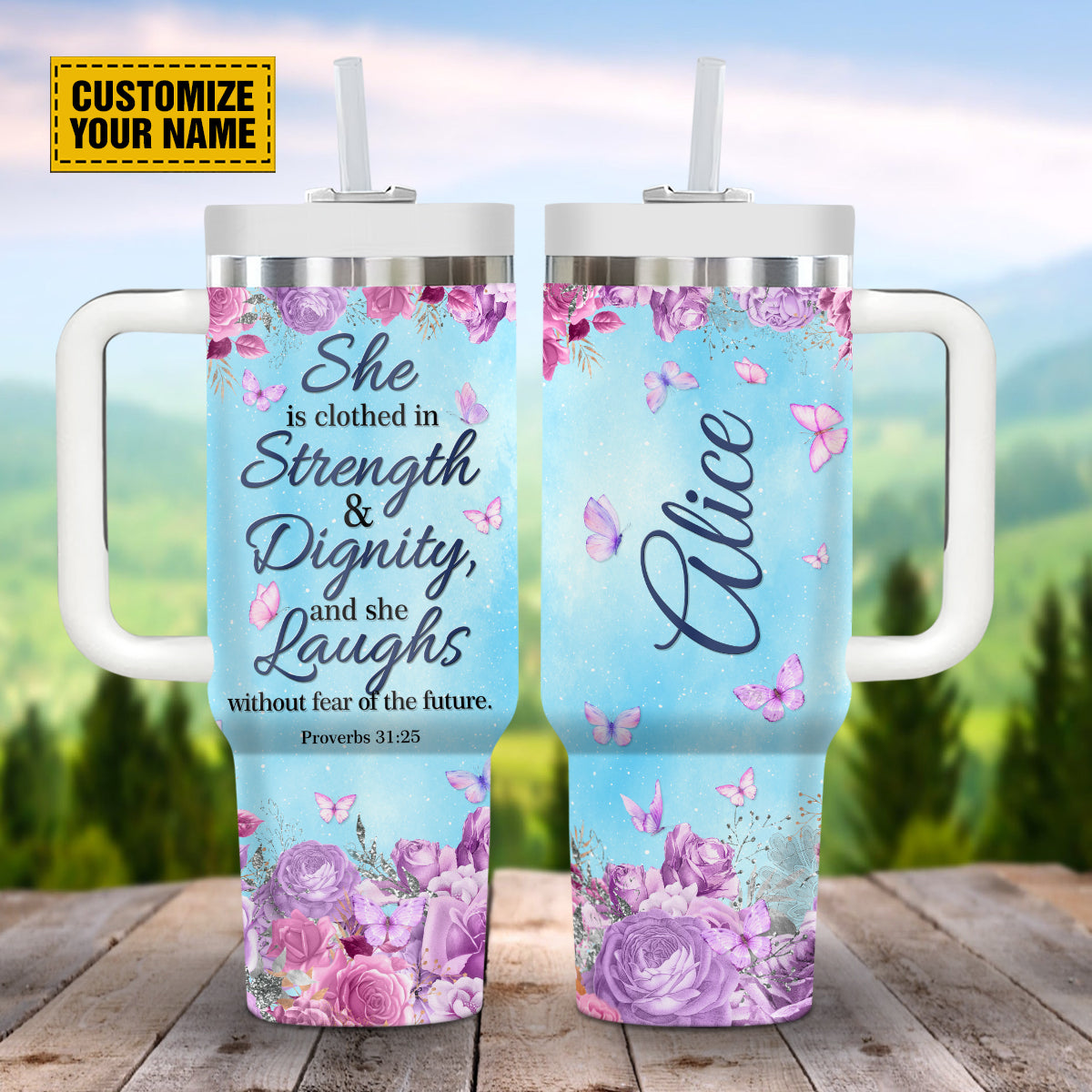 Rose Butterfly Purple Faith Custom Stanley Cup 40 oz 30 oz Tumbler With HandleTVC2301691