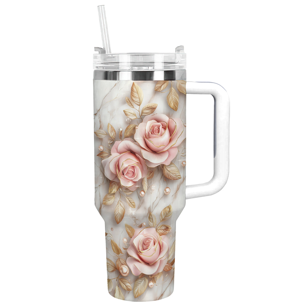 Rose Flower Custom Stanley Cup 40 oz 30 oz Tumbler With HandleTVC2301292