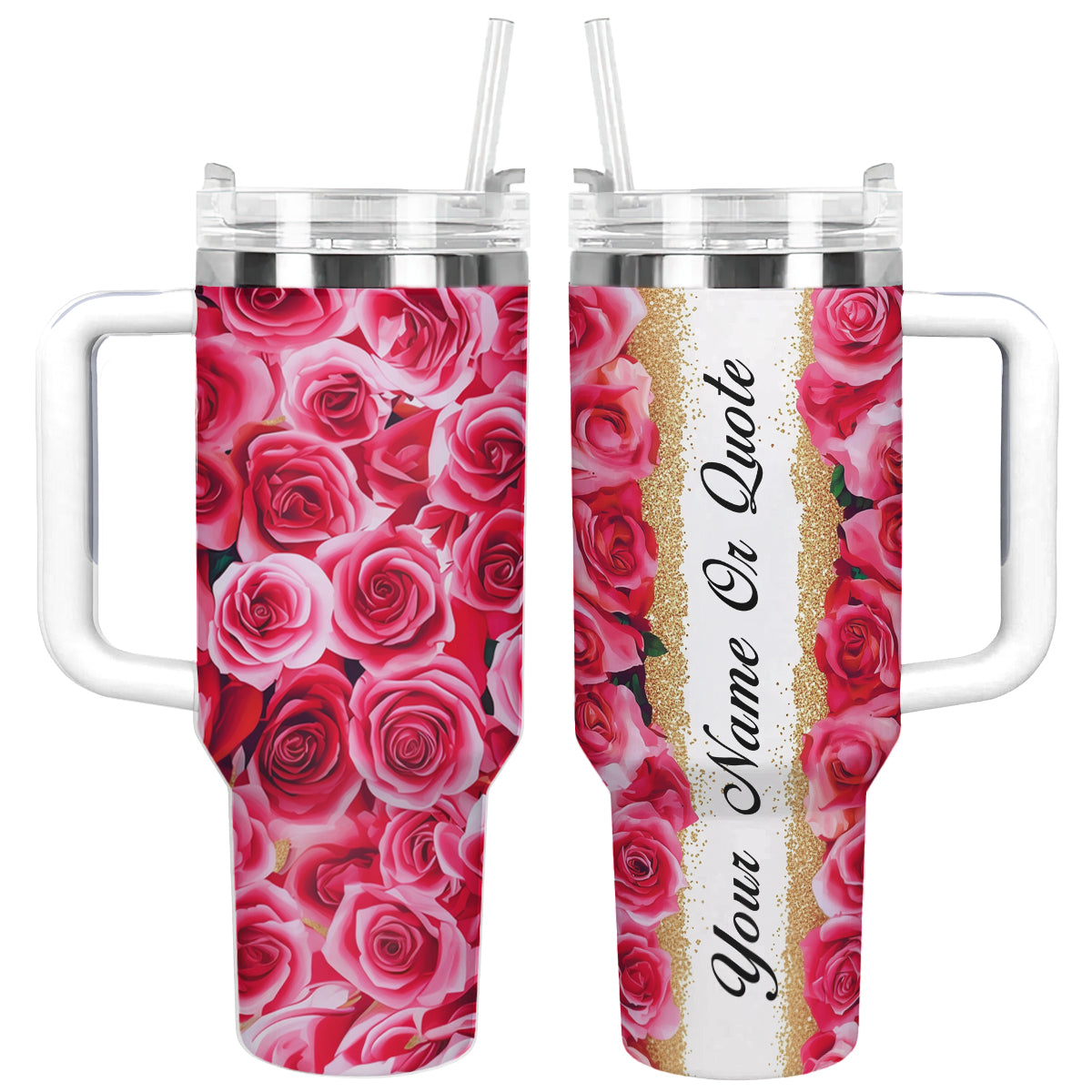 Rose Flower Custom Stanley Cup 40 oz 30 oz Tumbler With HandleTVC2301293