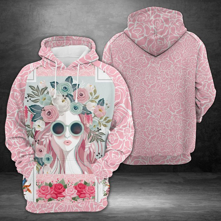 Rose Girl 3D All Over Print Hoodie, Zip Hoodie