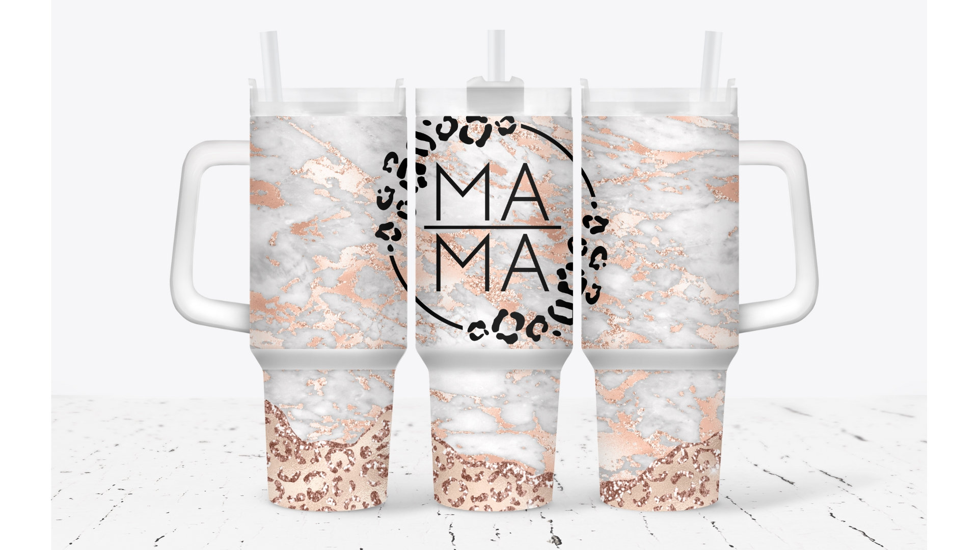 Rose Gold Splash Custom Stanley Cup 40 oz 30 oz Tumbler With HandleTVC2301929