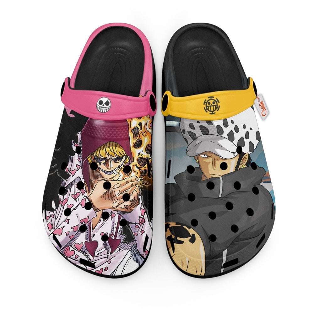Rosinante and Trafalgar D. Water Law One Piece Anime Crocs Crocband Clogs Shoes Comfortable For Men Women and Kids
