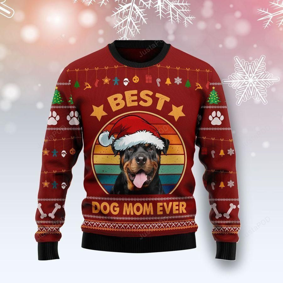 Rottweiler Best Dog Mom Ever Ugly Christmas Sweater Adult 3D Funny Matching for family