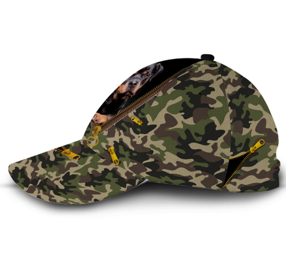 Rottweiler Dog Camo Zipper Hat Classic Cap Trucker Hats Custom Hats Gifts For Men & Women