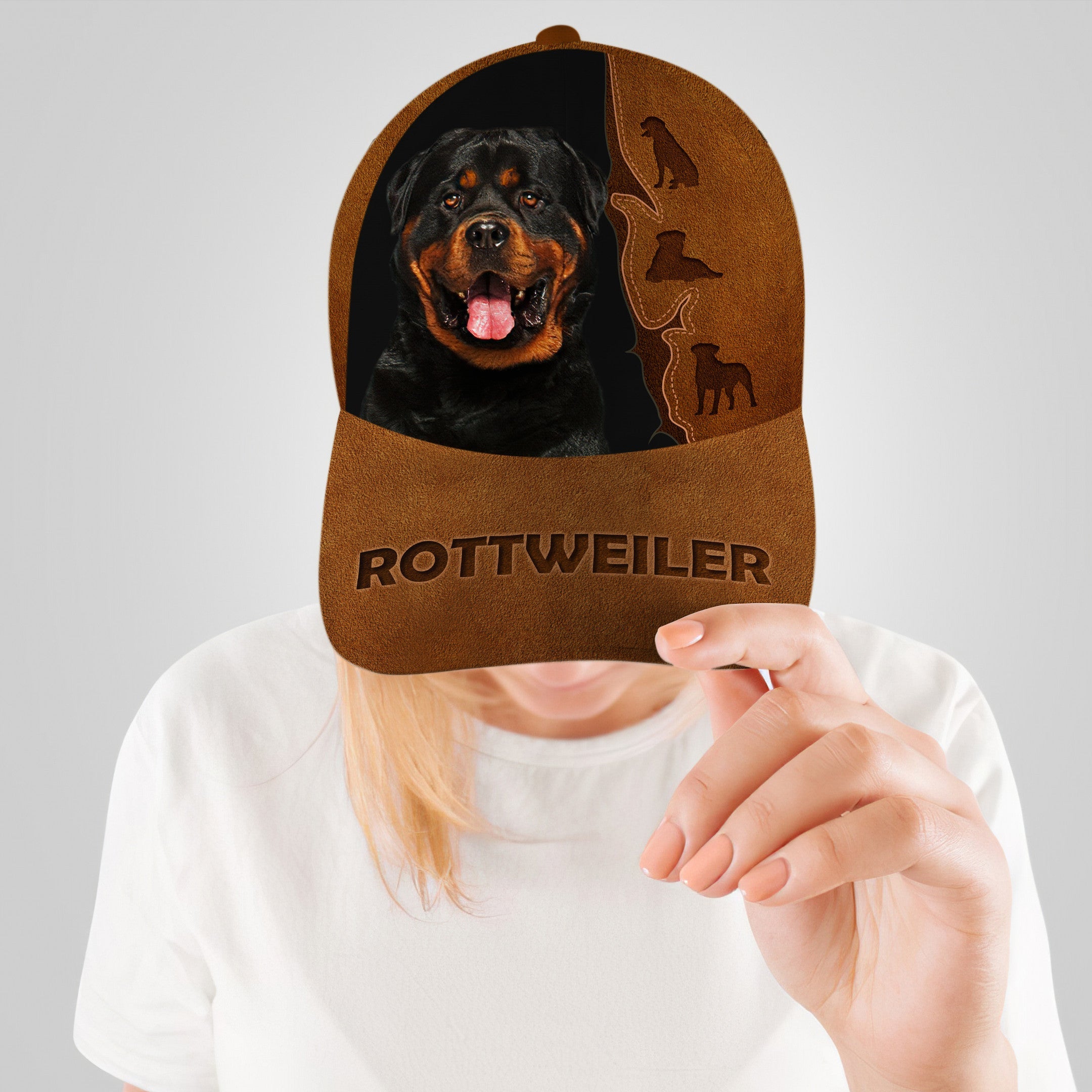 Rottweiler Dog Leather Hat Classic Cap Trucker Hats Custom Hats Gifts For Men & Women