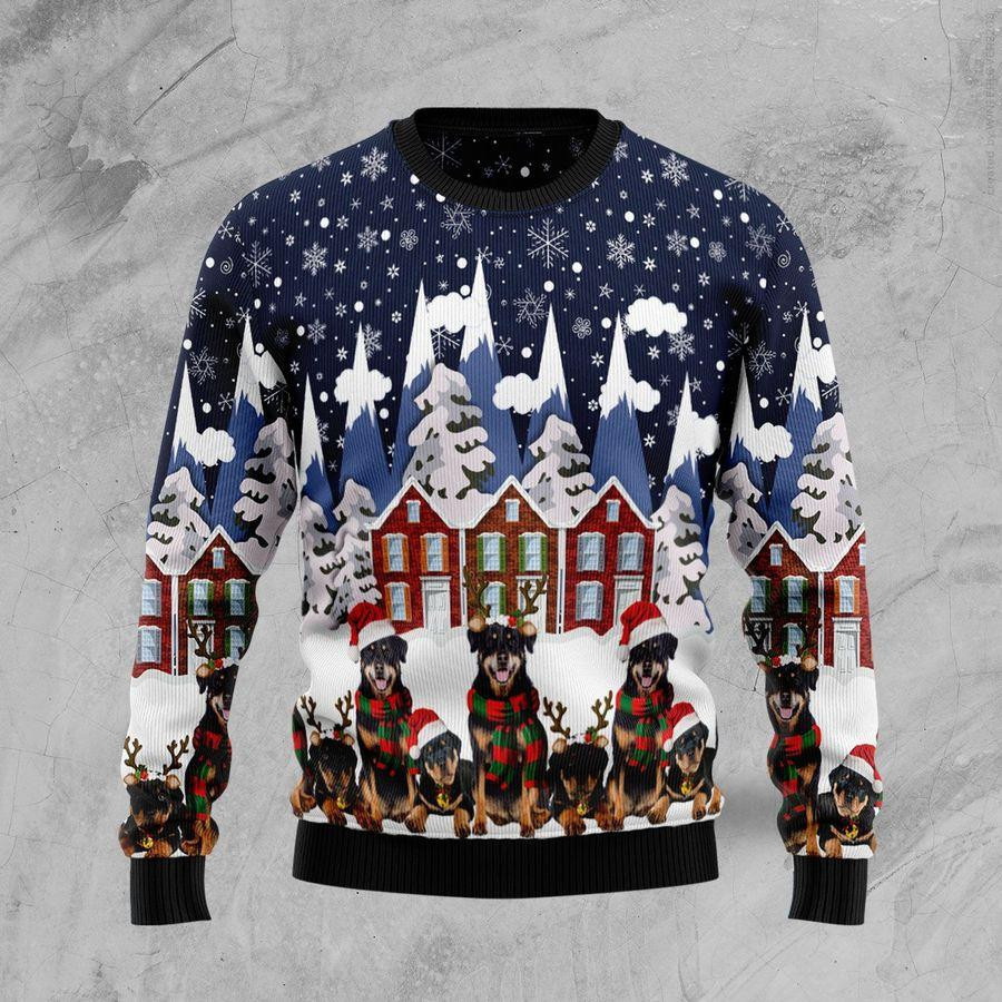 Rottweiler Family Ugly Christmas Sweater Adult 3D Funny Matching for family